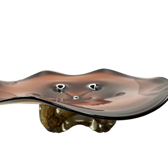 Rare Murano Styled Art Glass Large Crackle Base Plater/Dish - Picture 5 of 9